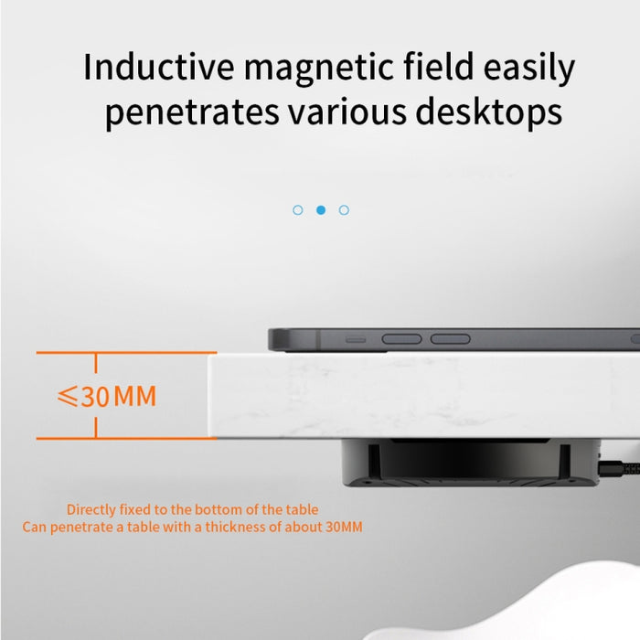 Cargador inalámbrico magnético hermético de larga distancia T16 10W para computadoras de escritorio con un espesor de 30 mm
