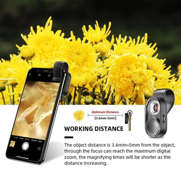 APEXEL APL-MS001 Microscopio para teléfono inteligente 100X con luz LED