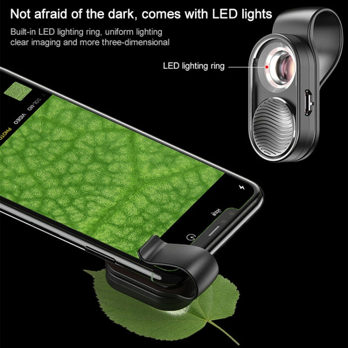 APEXEL APL-MS001 Microscopio para teléfono inteligente 100X con luz LED