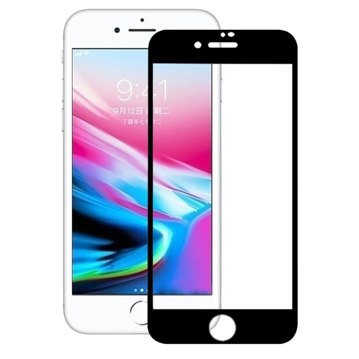 Para iPhone 8 Plus 0,26 mm 9H Dureza superficial 3D Pantalla completa a prueba de explosiones Fibra de carbono Bordes suaves Película de pantalla de vidrio templado