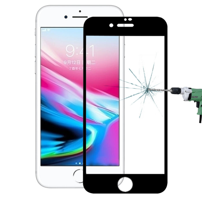 Para iPhone 8 Plus 0,26 mm 9H Dureza superficial 3D Pantalla completa a prueba de explosiones Fibra de carbono Bordes suaves Película de pantalla de vidrio templado