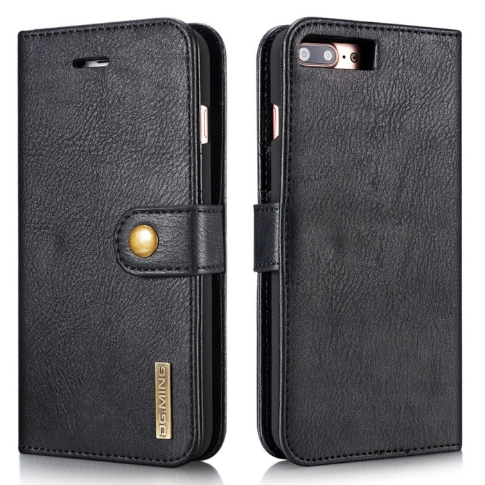 DG.MING para iPhone 8 Plus y iPhone 7 Plus Funda protectora magnética desmontable con tapa horizontal con textura Crazy Horse con soporte, ranuras para tarjetas y billetera