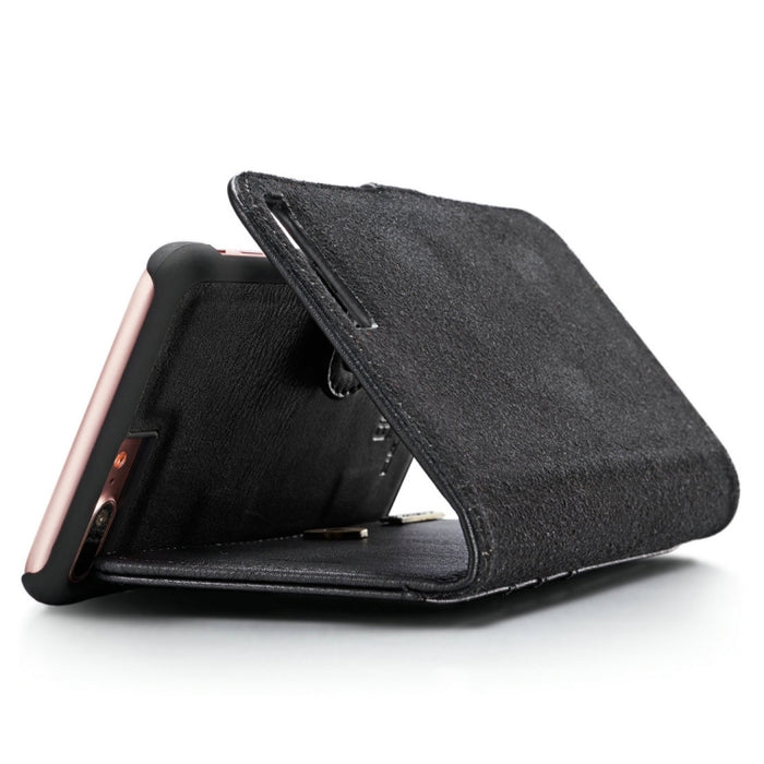 DG.MING para iPhone 8 Plus y iPhone 7 Plus Funda protectora magnética desmontable con tapa horizontal con textura Crazy Horse con soporte, ranuras para tarjetas y billetera
