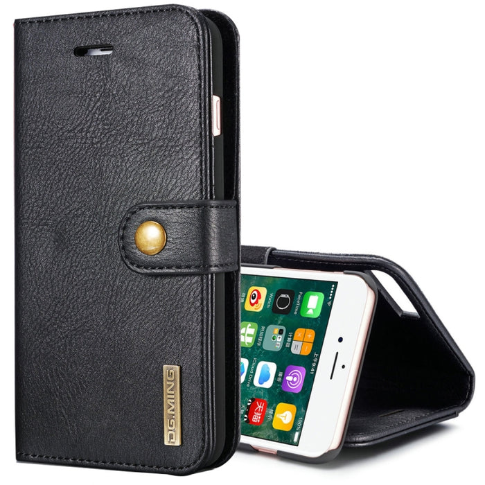 DG.MING para iPhone 8 Plus y iPhone 7 Plus Funda protectora magnética desmontable con tapa horizontal con textura Crazy Horse con soporte, ranuras para tarjetas y billetera