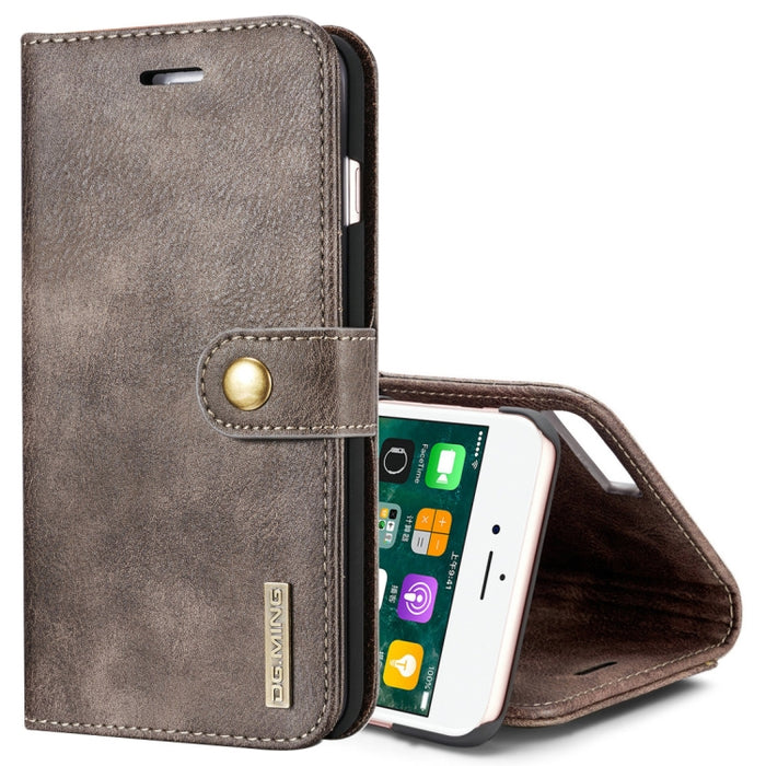 DG.MING para iPhone 8 Plus y iPhone 7 Plus Funda protectora magnética desmontable con tapa horizontal con textura Crazy Horse con soporte, ranuras para tarjetas y billetera