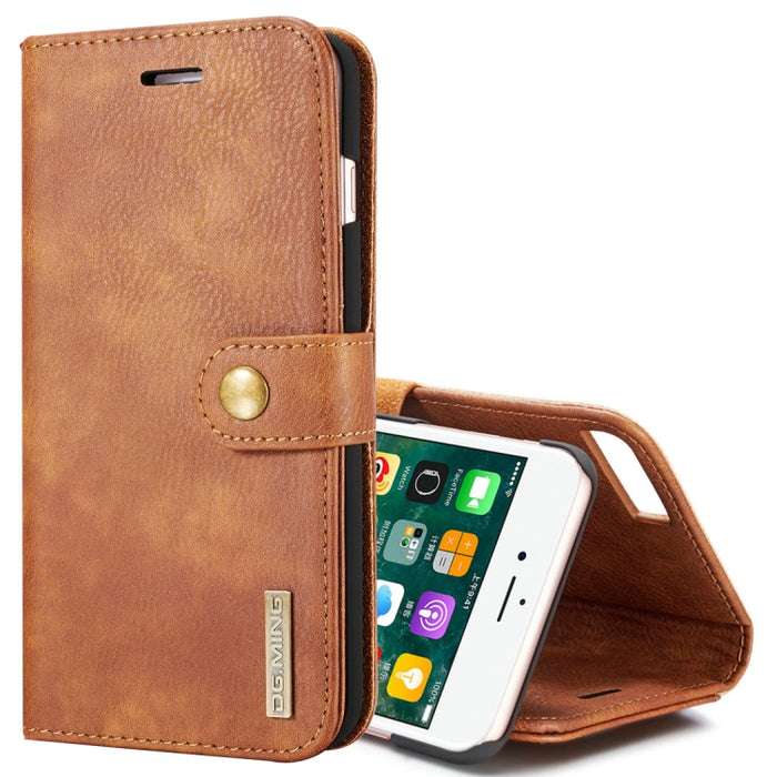 DG.MING para iPhone 8 Plus y iPhone 7 Plus Funda protectora magnética desmontable con tapa horizontal con textura Crazy Horse con soporte, ranuras para tarjetas y billetera
