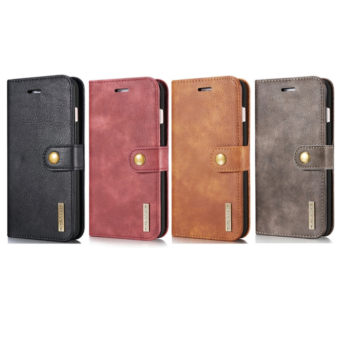 DG.MING para iPhone 8 Plus y iPhone 7 Plus Funda protectora magnética desmontable con tapa horizontal con textura Crazy Horse con soporte, ranuras para tarjetas y billetera