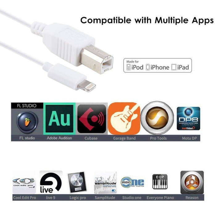 Adaptador de cable MIDI de 1 m, 8 pines a tipo B macho para piano/piano electrónico