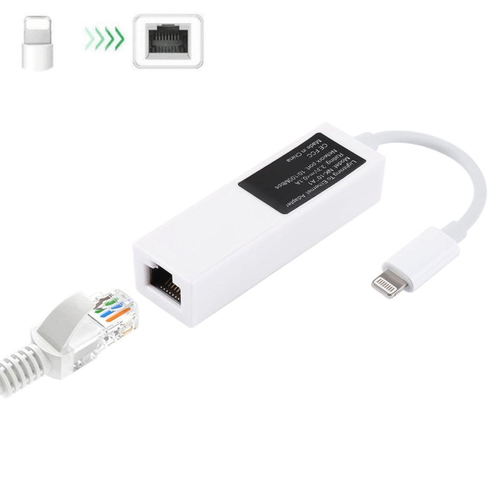 Cable adaptador de red LAN Ethernet NK107A1 de 8 pines a RJ45 para la serie iPhone / iPad, longitud total: 16 cm