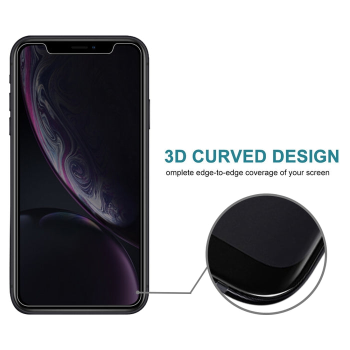 Para iPhone 11 / XR 9H Protector de pantalla de vidrio templado de pantalla no completa antideslumbrante de privacidad 3D