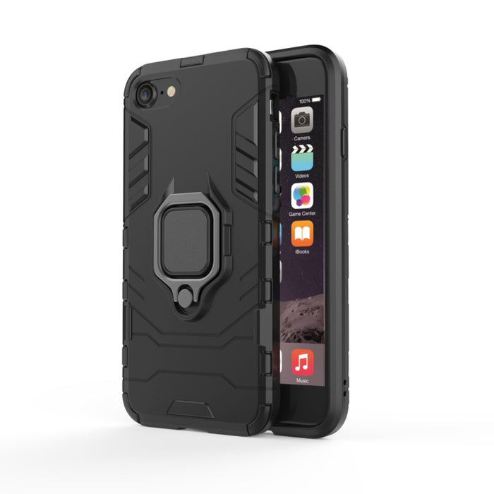 Funda protectora a prueba de golpes de PC + TPU para iPhone 8 Plus y 7 Plus, con soporte de anillo magnético