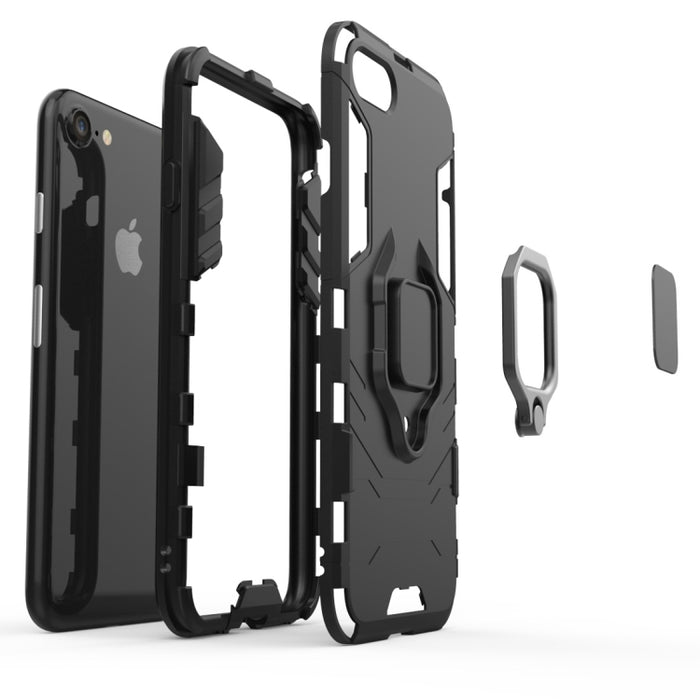Funda protectora a prueba de golpes de PC + TPU para iPhone 8 Plus y 7 Plus, con soporte de anillo magnético