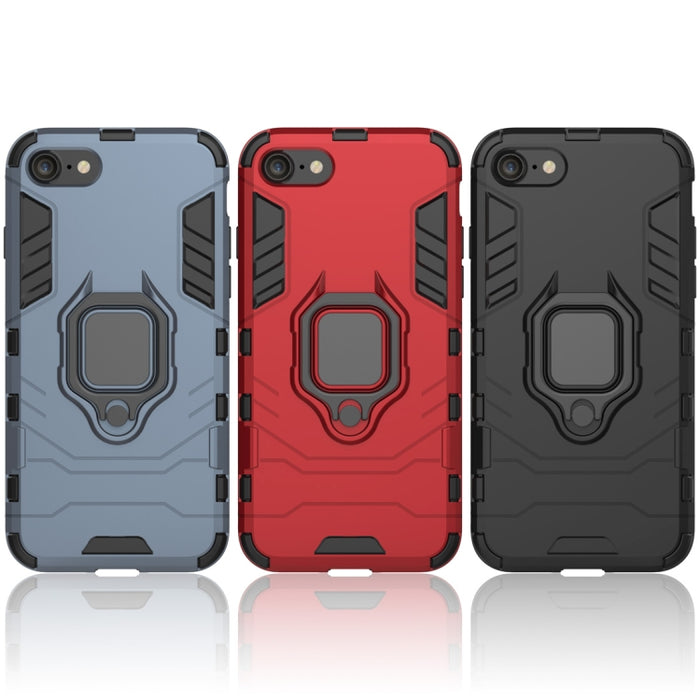 Funda protectora a prueba de golpes de PC + TPU para iPhone 8 Plus y 7 Plus, con soporte de anillo magnético