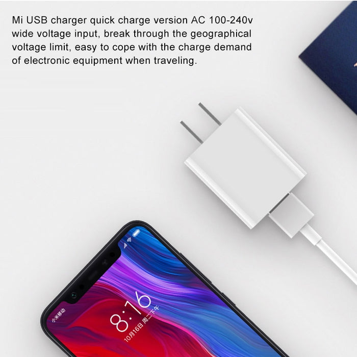 Adaptador de cargador de pared original Xiaomi 18W Cargador rápido USB de un solo puerto, enchufe de EE. UU.