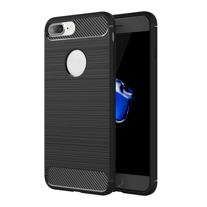 Para iPhone 8 Plus Funda protectora de armadura resistente de fibra de textura cepillada TPU