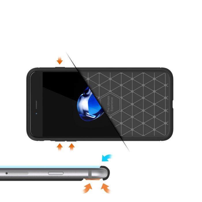 Para iPhone 8 Plus Funda protectora de armadura resistente de fibra de textura cepillada TPU