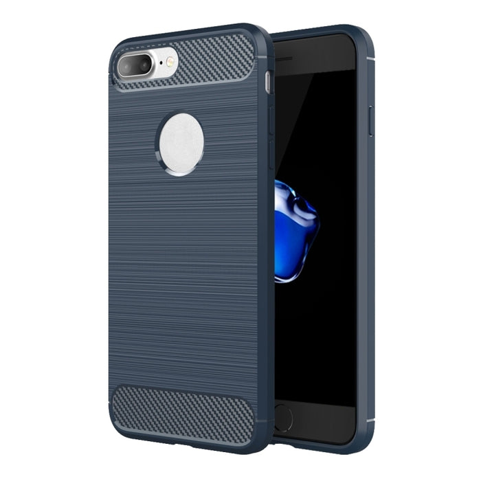 Para iPhone 8 Plus Funda protectora de armadura resistente de fibra de textura cepillada TPU