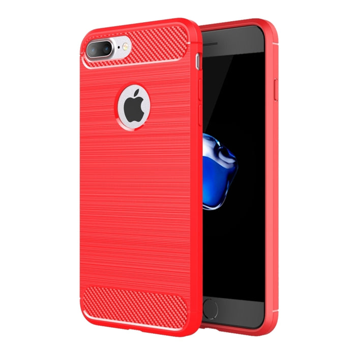 Para iPhone 8 Plus Funda protectora de armadura resistente de fibra de textura cepillada TPU