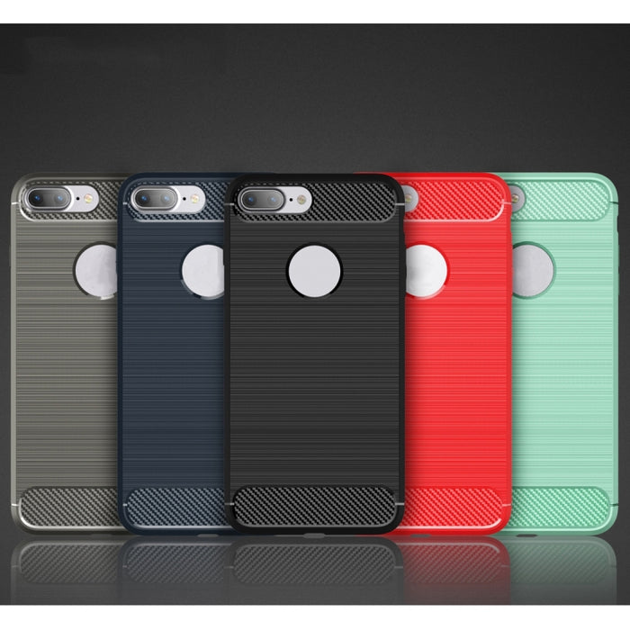 Para iPhone 8 Plus Funda protectora de armadura resistente de fibra de textura cepillada TPU