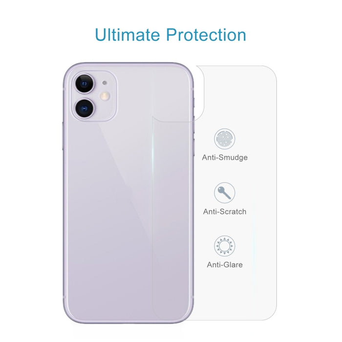 Para iPhone 11 9H 2.5D Media pantalla Película de vidrio templado transparente para teléfono móvil Película trasera
