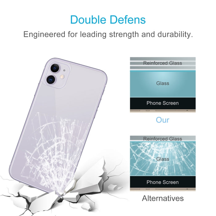 Para iPhone 11 9H 2.5D Media pantalla Película de vidrio templado transparente para teléfono móvil Película trasera