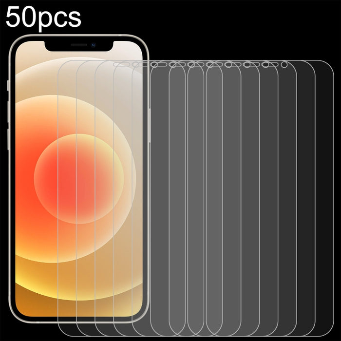 Para iPhone 12/12 Pro 50 piezas 0,26 mm 9H 2.5D Película de vidrio templado (agujero abierto)