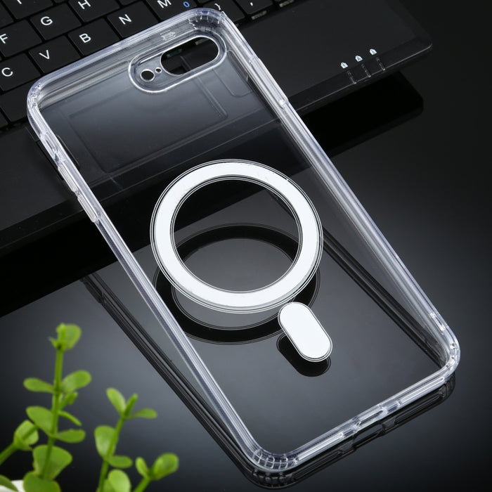 Para iPhone 7 Plus/8 Plus funda Magsafe anillo magnético Simple todo incluido cristal transparente acrílico PC + funda TPU a prueba de golpes