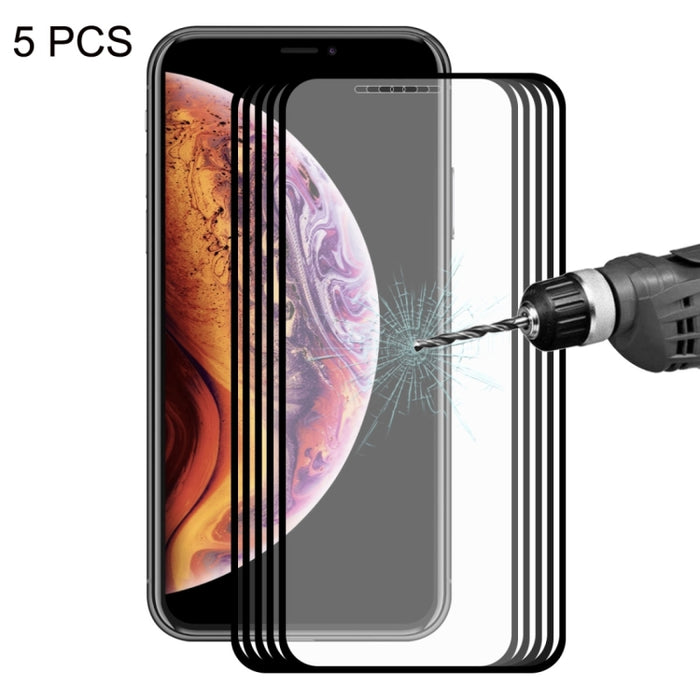Para iPhone X / XS 5 piezas ENKAY Hat-Prince 0,2 mm 9H 2.5D Película de vidrio templado de pantalla completa