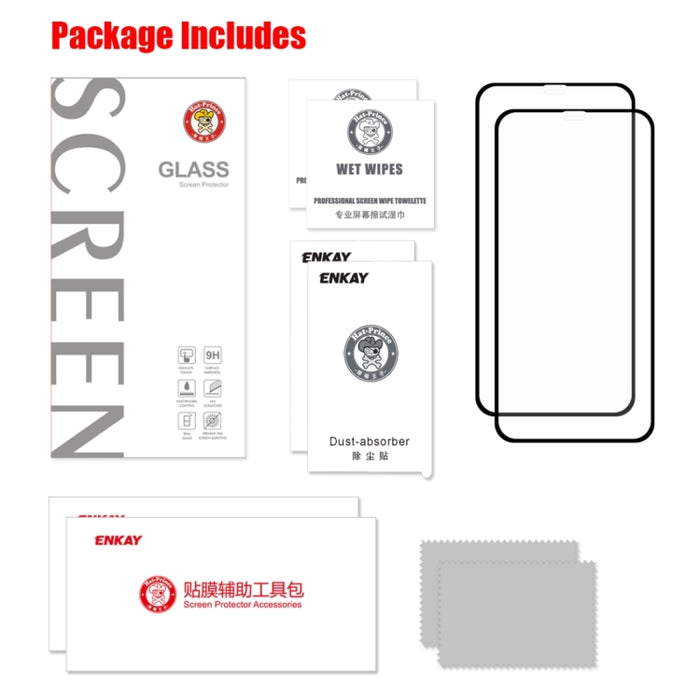 Para iPhone XS Max 2 piezas ENKAY Hat-Prince 0,2 mm 9H 2.5D Película de vidrio templado de pantalla completa