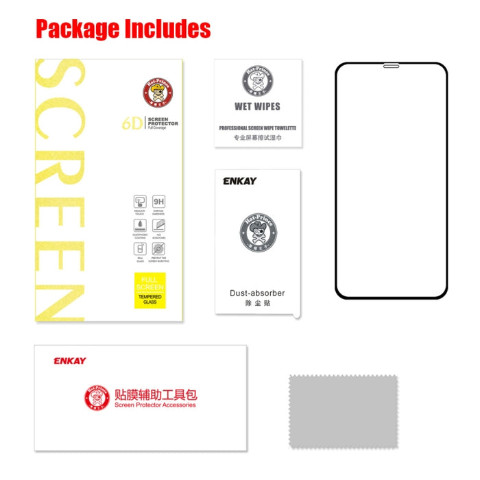 Para iPhone 11 Pro / XS / X ENKAY Hat-Prince 0.26mm 9H 6D Película de vidrio templado de pantalla completa curvada
