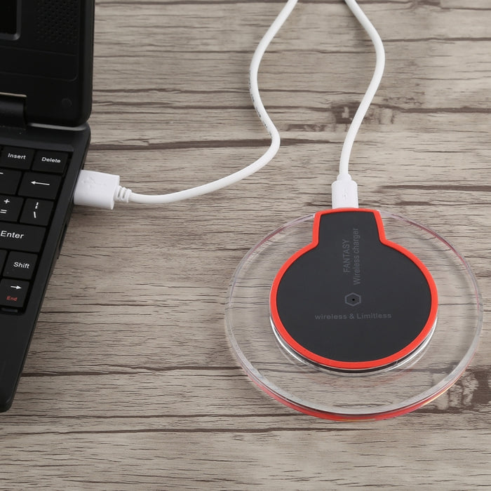 FANTASY Cargador inalámbrico ultrafino estándar Qi con salida de 5V 1A con indicador de carga, compatible con teléfonos estándar QI