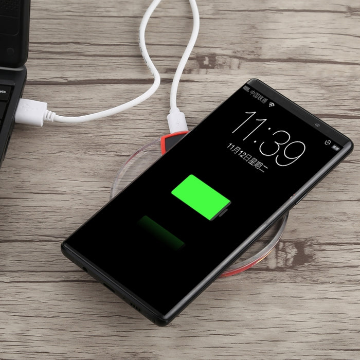 FANTASY Cargador inalámbrico ultrafino estándar Qi con salida de 5V 1A con indicador de carga, compatible con teléfonos estándar QI