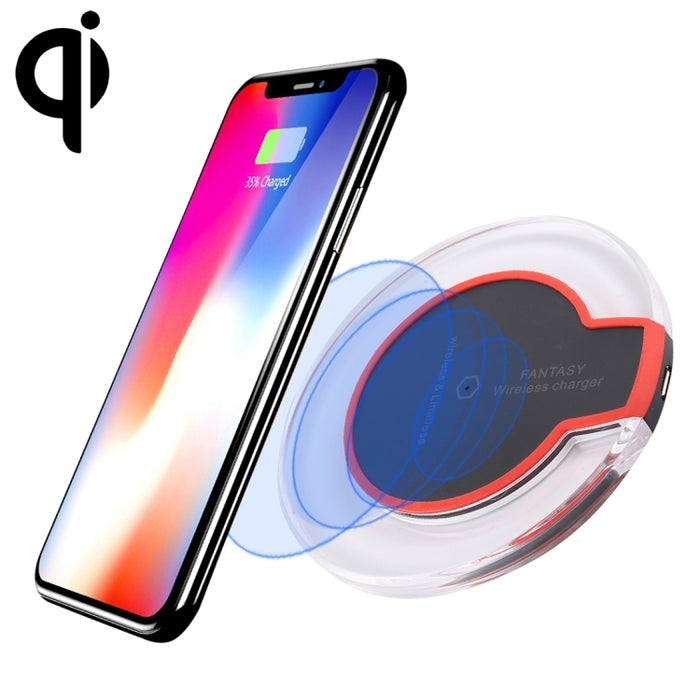 FANTASY Cargador inalámbrico ultrafino estándar Qi con salida de 5V 1A con indicador de carga, compatible con teléfonos estándar QI