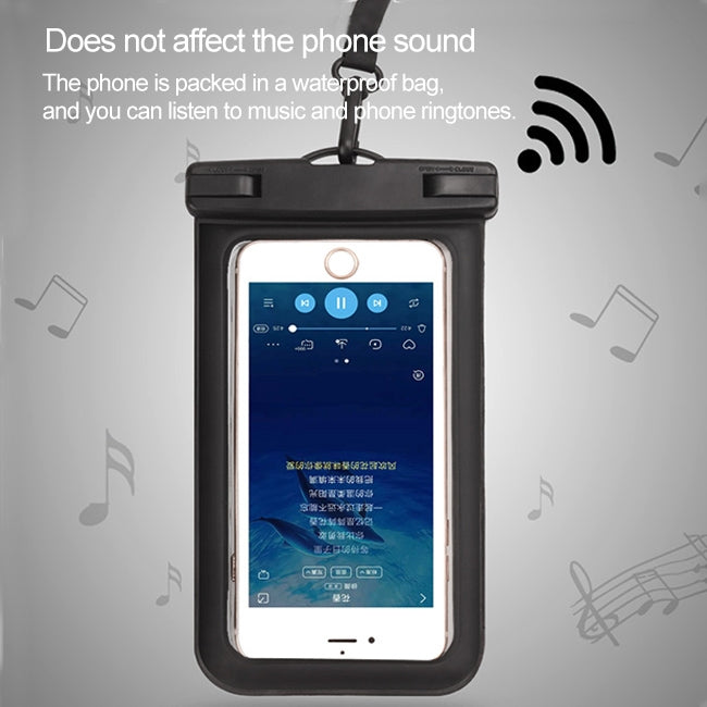 Bolsa impermeable universal transparente de PVC IPX8 con cordón para teléfonos inteligentes de menos de 6,3 pulgadas