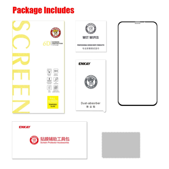 Para iPhone XR ENKAY Hat-Prince 0,26 mm 9H 6D Película de vidrio templado de pantalla completa curvada