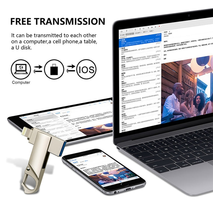 RQW-10F Unidad flash tipo llavero USB 2.0 y 8 pines de 128 GB 2 en 1
