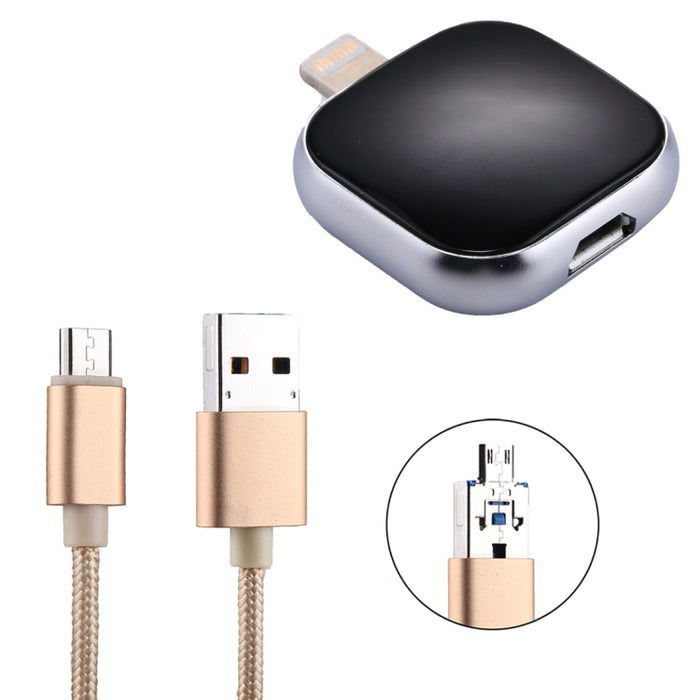 Unidad de disco flash multifuncional RQW-18S de 8 pines y 16 GB con cable USB / Micro USB a Micro USB