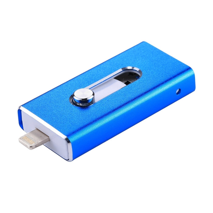 RQW-02 Unidad flash 3 en 1 USB 2.0 y 8 pines y micro USB de 32 GB, RQW-02 Blue