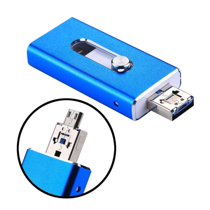 RQW-02 Unidad flash 3 en 1 USB 2.0 y 8 pines y micro USB de 32 GB, RQW-02 Blue
