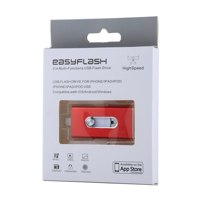 RQW-02 Unidad flash 3 en 1 USB 2.0 y 8 pines y micro USB de 64 GB, RQW-02 Red