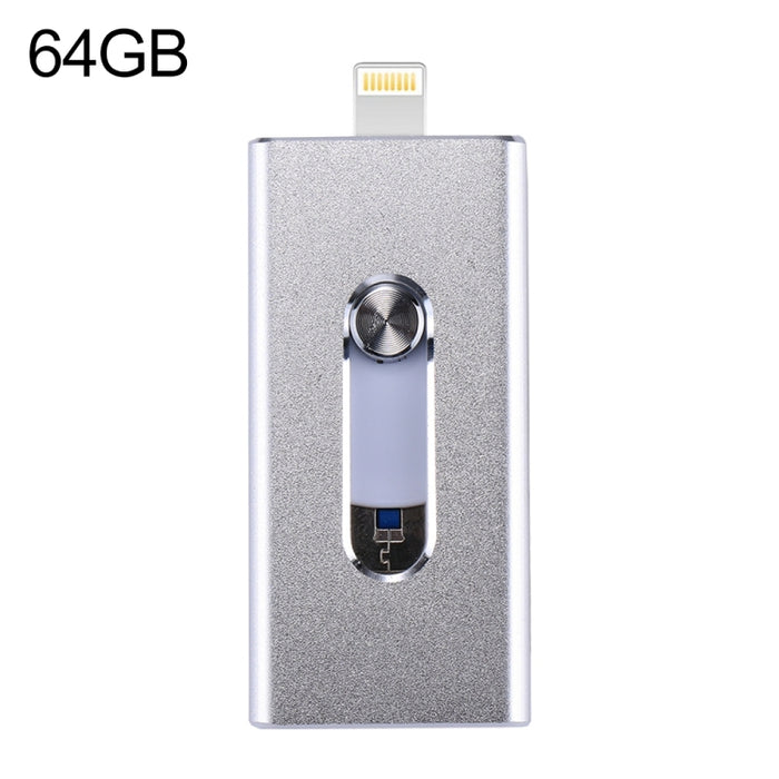 RQW-02 Unidad flash 3 en 1 USB 2.0 y 8 pines y micro USB de 64 GB