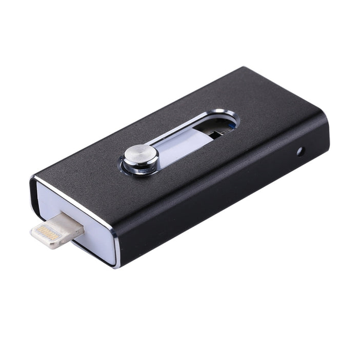 RQW-02 Unidad flash 3 en 1 USB 2.0 y 8 pines y micro USB de 128 GB, RQW-02 Black