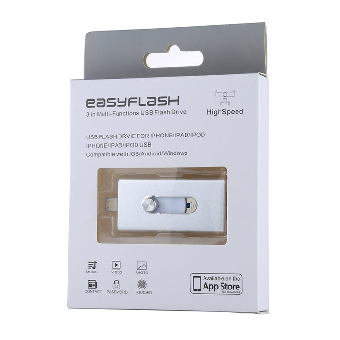RQW-02 Unidad flash 3 en 1 USB 2.0 y 8 pines y micro USB de 128 GB