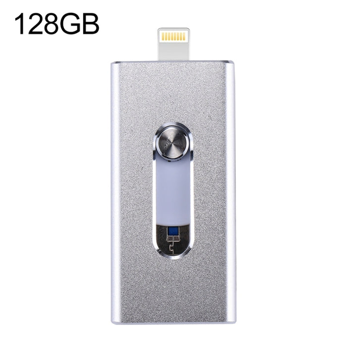 RQW-02 Unidad flash 3 en 1 USB 2.0 y 8 pines y micro USB de 128 GB
