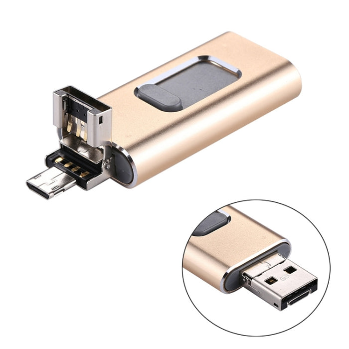 easyflash RQW-01B Unidad flash 3 en 1 USB 2.0 y 8 pines y micro USB de 32 GB, RQW-01B Gold