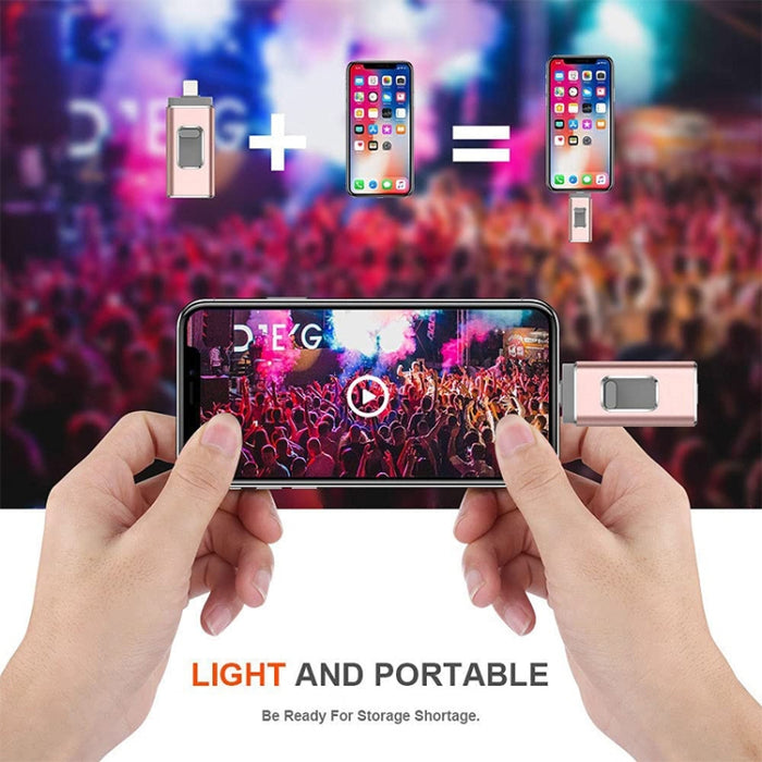 easyflash RQW-01B Unidad flash 3 en 1 USB 2.0 y 8 pines y micro USB de 32 GB, RQW-01B Rose Gold