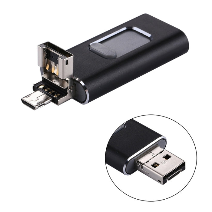 easyflash RQW-01B Unidad flash 3 en 1 USB 2.0 y 8 pines y micro USB de 64 GB, RQW-01B Black