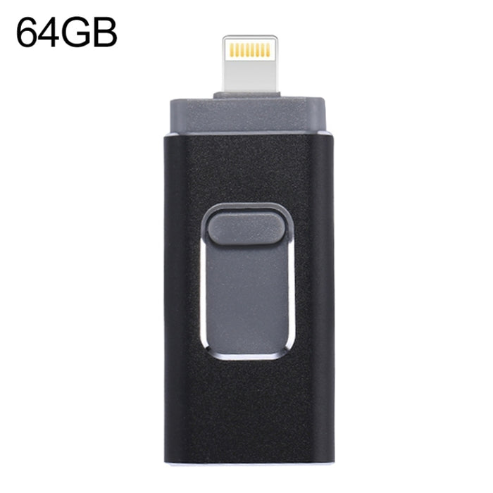 easyflash RQW-01B Unidad flash 3 en 1 USB 2.0 y 8 pines y micro USB de 64 GB, RQW-01B Black