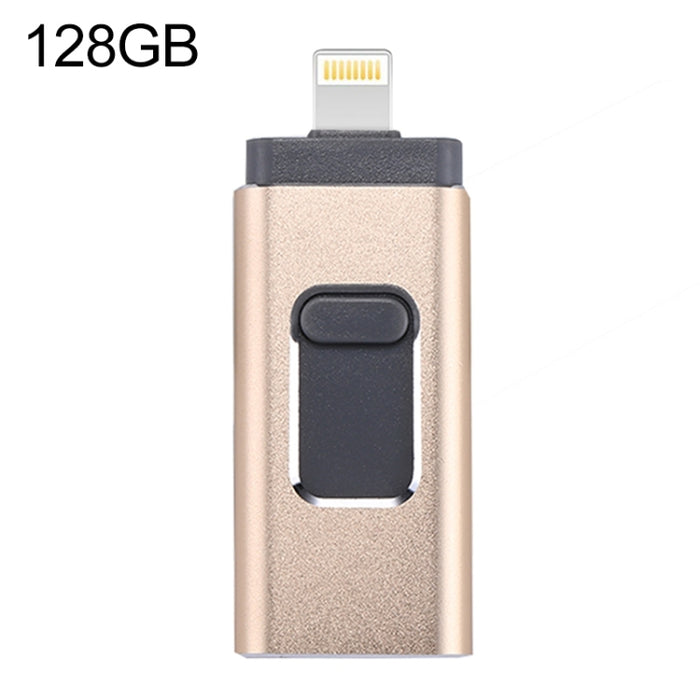easyflash RQW-01B Unidad flash 3 en 1 USB 2.0 y 8 pines y micro USB de 128 GB, RQW-01B Gold