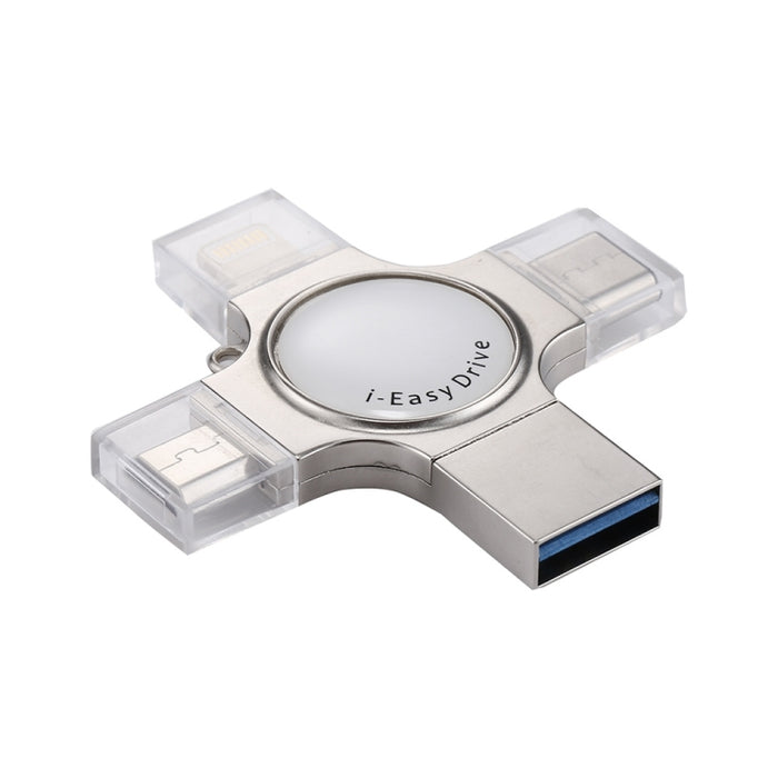 RQW-11S Unidad flash 4 en 1 USB 2.0 y 8 pines y micro USB y USB-C / Type-C de 64 GB